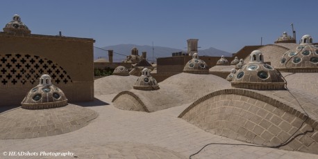 Roof of Sultan Amir Ahmad Historical bathhouse, Kashan, showing the domed skylights