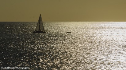 Yacht on a sparkling sea, Broome