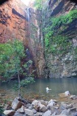 Trish in the veeery cold water in Emma Gorge pool