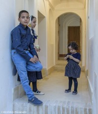 Children of the owners at the historical mansion, Aghazadeh Mansion in Arbakuh