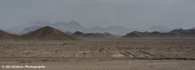 Desert and mountains on the way to Kharanaq Caravanserai