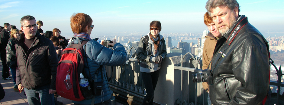 Trish and Danika atop the Empire State Building, New York
